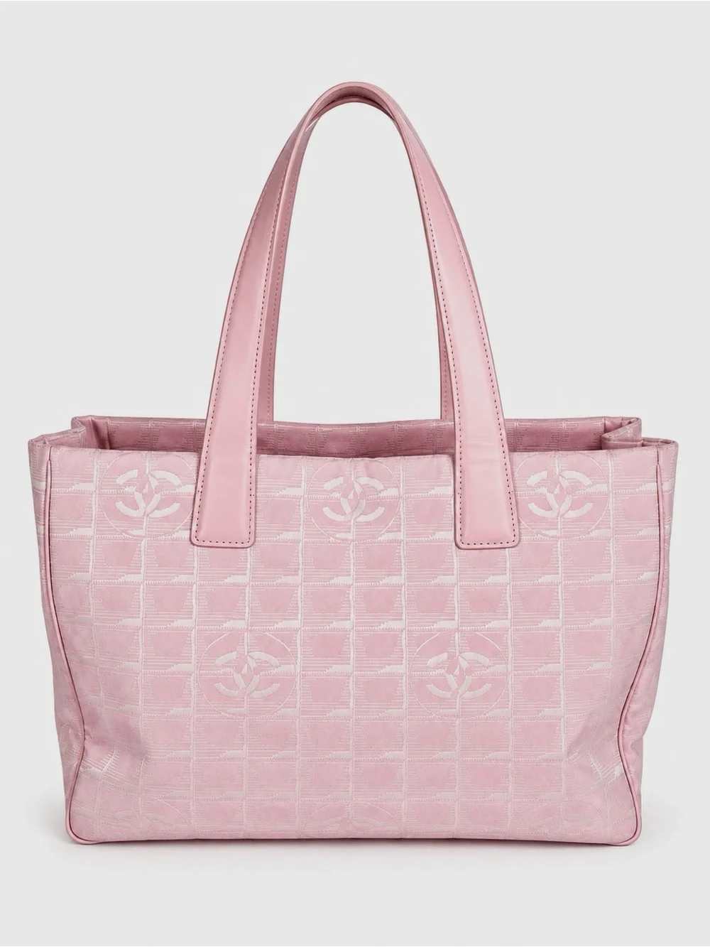 CHANEL Pink CC logo Travel Ligne Tote